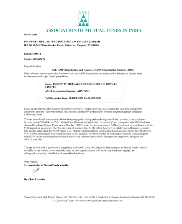 AMFI Registered Distributor — Association of Mutual Funds in India